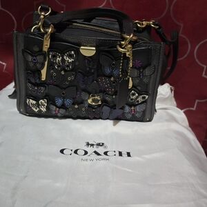 Coach Black and Purple Butterfly Satchel